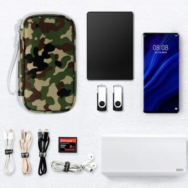Органайзер для кабелів Skycase: сумка-чохол для аксесуарів, USB, Power Bank, 19 x 11 x 5.5 см (Lila, Army Green)