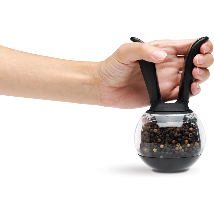 Млинок для перцю Chef'n PepperBall, керамічний механізм, пластик, чорний/прозорий