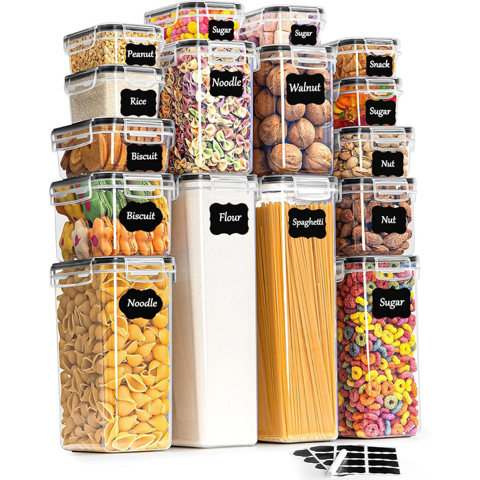 Набір контейнерів для зберігання GoMaihe 16 шт. - герметичні бокси для кухні, продуктів, круп, мюслі, рису, мелу та корму для тварин