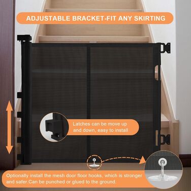 Захисне ворота для дитячих воріт, для дітей, котів та собак, розтяжне, 0-150 см, 500 см, сірий