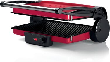 Електричний контактний гриль Bosch TCG4104 3-в-1, 2000 Вт, червоний, з регулюванням температури та знімними алюмінієвими пластинами