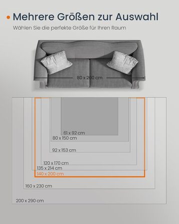 Килим SONGMICS HOME Vintage, 120 x 170 см, для вітальні, спальні, кухні, передпокою, їдальні, миючий, з антиковзаючим покриттям, сірий (TAR032G01)