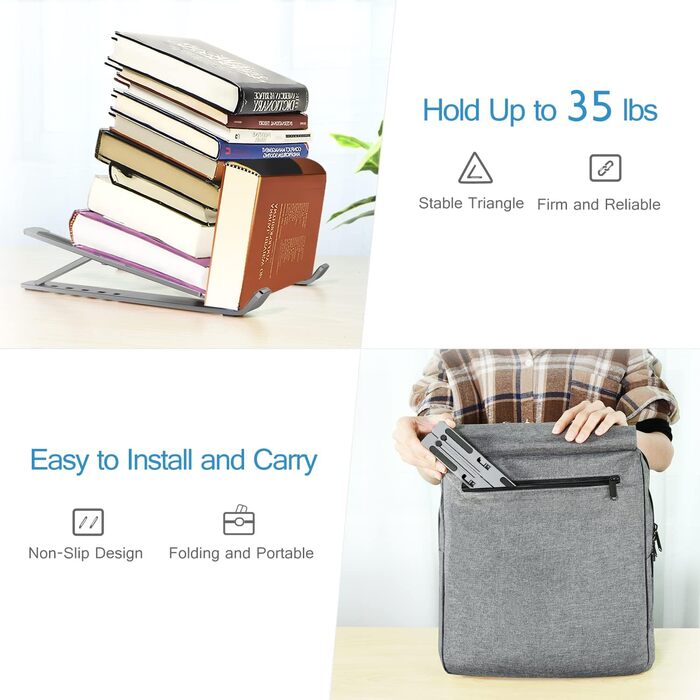 Підставка для ноутбука Ivoler, регульована по висоті (6 рівнів), алюмінієва, складна, портативна, з вентиляцією, сумісна з 10-15.6” ноутбуками та планшетами, колір: блакитний (сірий)