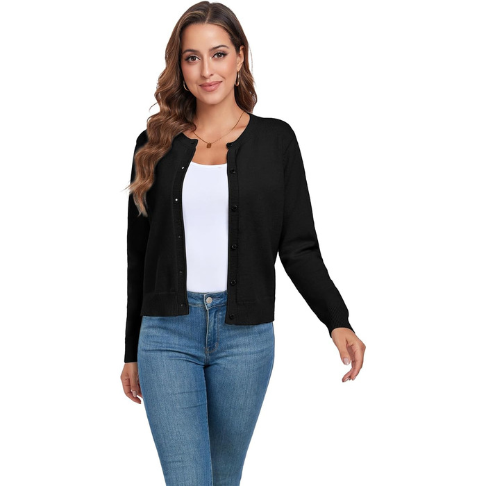 Кардиган жіночий KESSER, чорний, розмір M: теплий, класичний, з довгим рукавом, з ґудзиками, для осені та зими