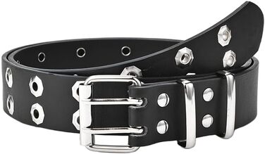 Жіночий шкіряний ремінь Punk стилю з пряжкою, чорний, з отворами у вигляді зірок, для джинсів та пальто