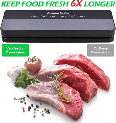 Вакуумний пакувальник Focenat 5-в-1, 65 KPA, для зберігання продуктів, з 10 пакетами, зварювальна швейна лінія 30 см