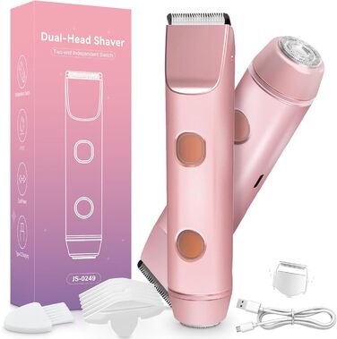 Електричний жіночий тример AOMEES 2-в-1 для обличчя, тіла та зони бікіні, IPX7, бездротовий, рожеве золото