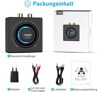 Bluetooth аудіоприймач YMOO 5.3: AUX адаптер для стереосистеми, TV, PC, MP3-плеєра, 50ft радіус дії, 3.5mm jack & RCA вхід