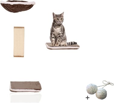 Комплект для лазіння котів Rohrschneider - стінова конструкція з гамаком та ігровими елементами, сірий