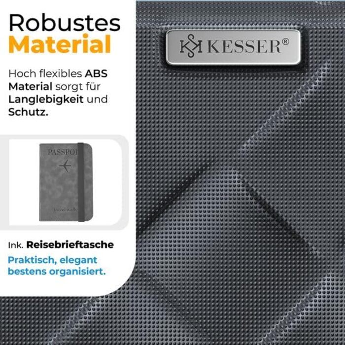 Чемодан KESSER® 120L з ABS-пластику з кодовим замком, вагами та органайзером, 75 см | Валіза на колесах для подорожей та бізнесу