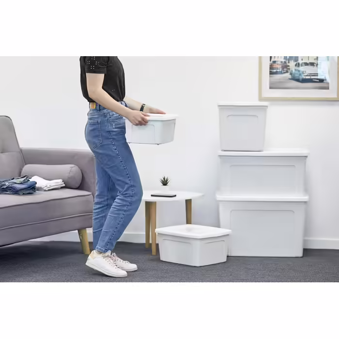Iris Ohyama Versatile Storage Boxes, 3-Piece Set, Easy-Closing Lid, Stackable, Plastic, For Closet, Shelves, Classroom, Organization, Art Supplies, Shoes, MCB-30 (White, 11L)