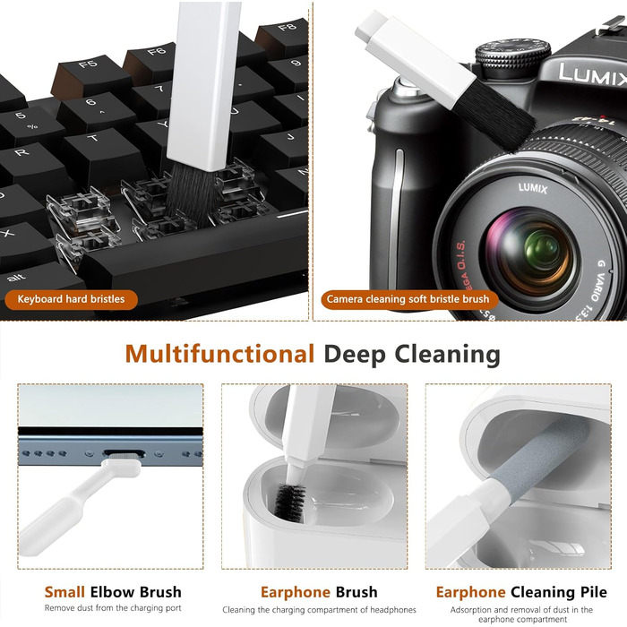 Набір для чищення клавіатури 20 в 1: щітки, очищувачі для гаджетів, смартфонів, ноутбуків, камер та об'єктивів