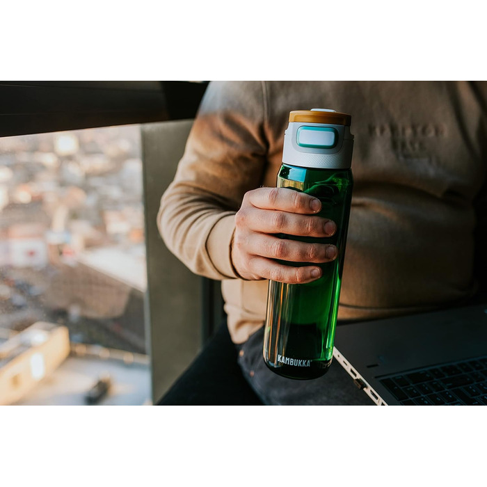 Kambukka Water Bottle - ELTON Model - 500/750/ - Water Bottle - dirt and odor resistant - shockproof - dishwasher safe - easy to clean - Milliliter markings (Olive Green 2.0, 1000 ml)
