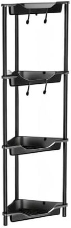 Дзеркальна поличка для душу Orimade (4 шт.) з нержавіючої сталі, кутова, чорна