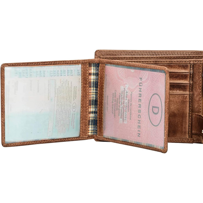 Fa.Volmer® Leather Wallet for Men with RFID Protection | Extra-Stable Double Stitch | 9 Card Slots | Landscape Format | VO11 RFID Various Colors (02 brown (+RFID))
