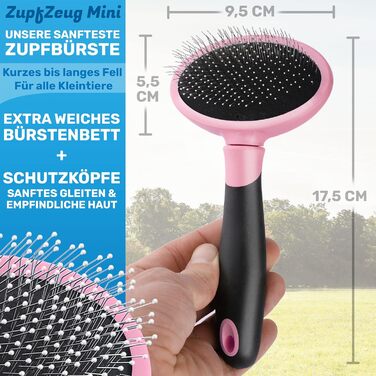 Щітка для собак та котів BluePet для довгої шерсті - видаляє підшерсток, ковтуни та вузли. Версія 2.0 з кнопкою для очищення. Для щоденного використання (Блакитна) (Міні Рожева)