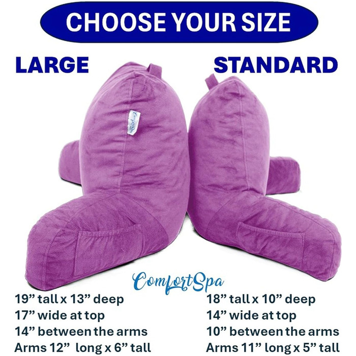 Комфортний спинний подушковий крісло-мішок ComfortSpa для дорослих, з підлокітниками, кишенями та знімним чохлом; ідеально для відпочинку в ліжку та полегшення болю в спині