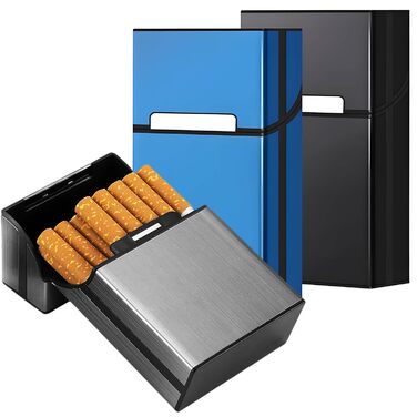 Металеве тютюнопакувальник DxxD на 20 сигарет з магнітним замком (алюміній, чорний, сірий, блакитний)