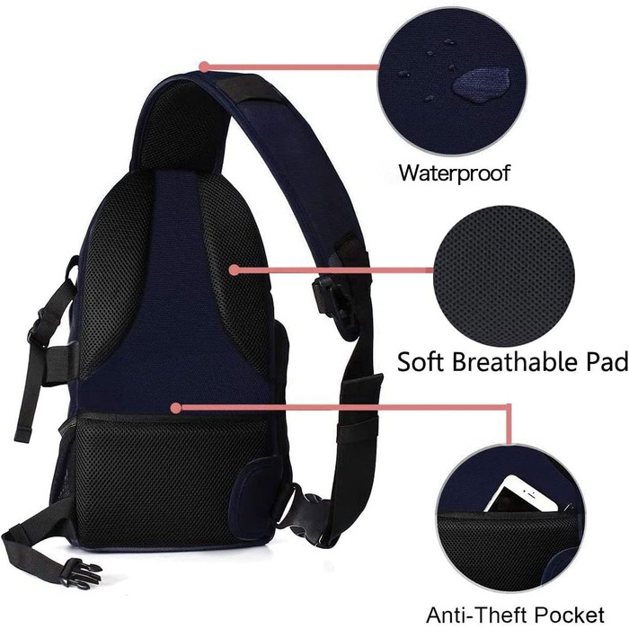 MOSISO Сумка на плічо для камери, DSLR/SLR/Беззеркальна фотокамера, ударостійкий фоторюкзак з тримачем для штатива, знімні модульні вставки, сумісний з Canon/Nikon/Sony/Fuji, темно-синій