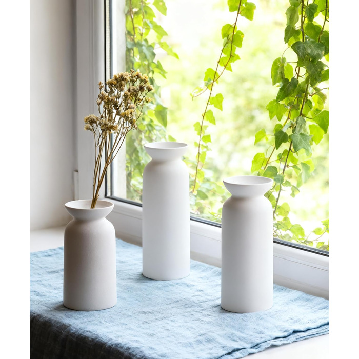 Керамічні вази 3 шт., сучасний мінімалізм, декор для дому, вази для пампасних трав, вітальня (12 білий)
