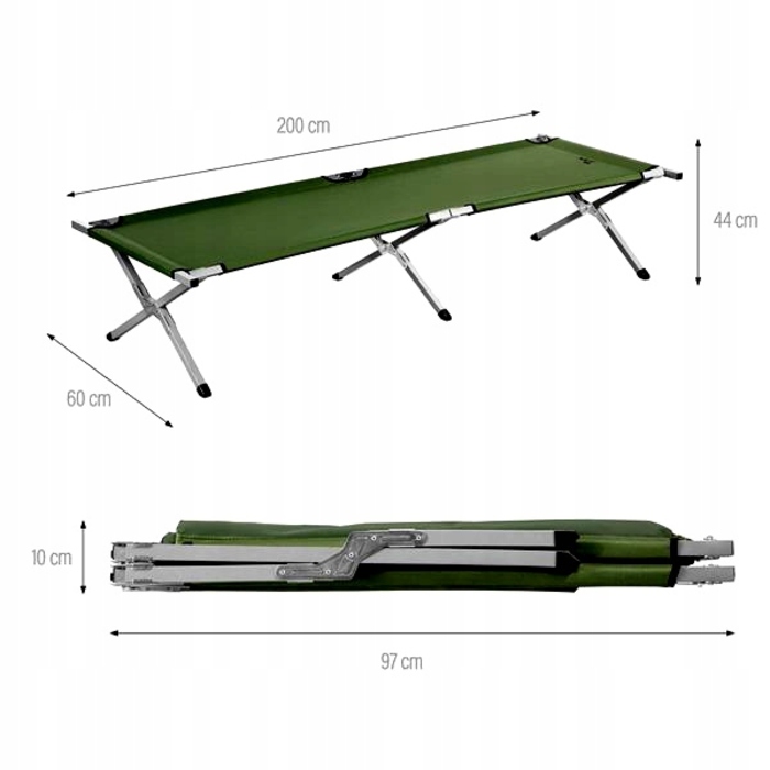 Польове ліжко Nils Camp, 200 x 61 см, зелене
