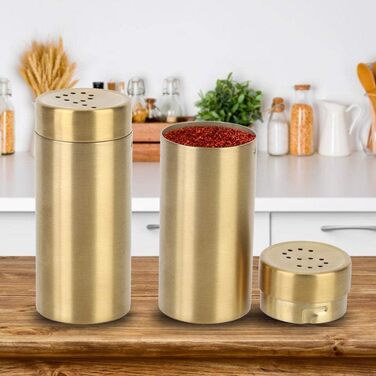 Набір для спецій Nikou: 2 шт. скляні солілки та перечниці з нержавіючої сталі, золоті