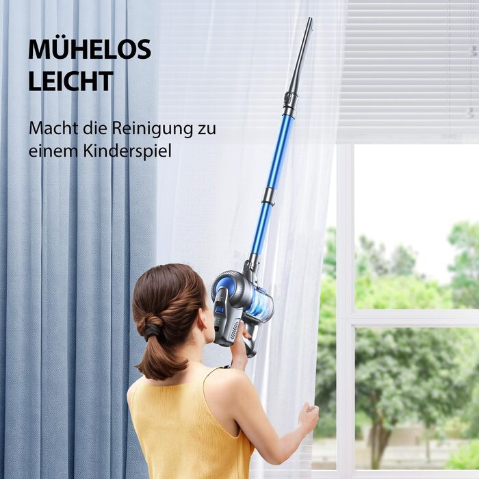 Greenote Бездротовий акумуляторний пилосос: 30 хв роботи, LED, насадка для щілин та м'яка щітка, паркування, для твердих поверхонь та шерсті тварин
