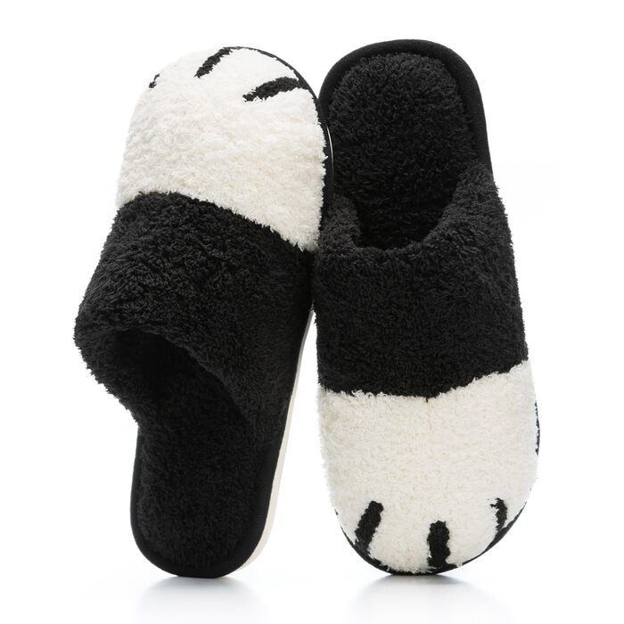 Тапочки зимові жіночі зі славними тваринами, теплі плюшеві, з принтом відбитків лап собак. Чоловічі та жіночі, для дому та вулиці, з антиковзким покриттям. Чорний колір, розмір 38/39 EU