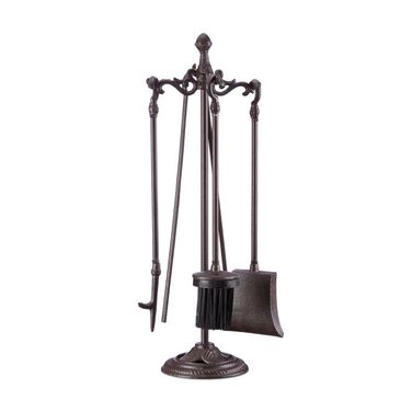 Relaxdays Fireplace Set, 5-Piece, Cast Iron