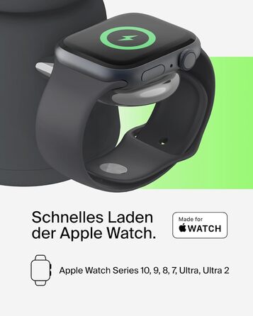 Belkin BoostCharge Pro 2-в-1: Бездротова зарядка Qi2 15W MagSafe для iPhone, Apple Watch, AirPods (Чорний)