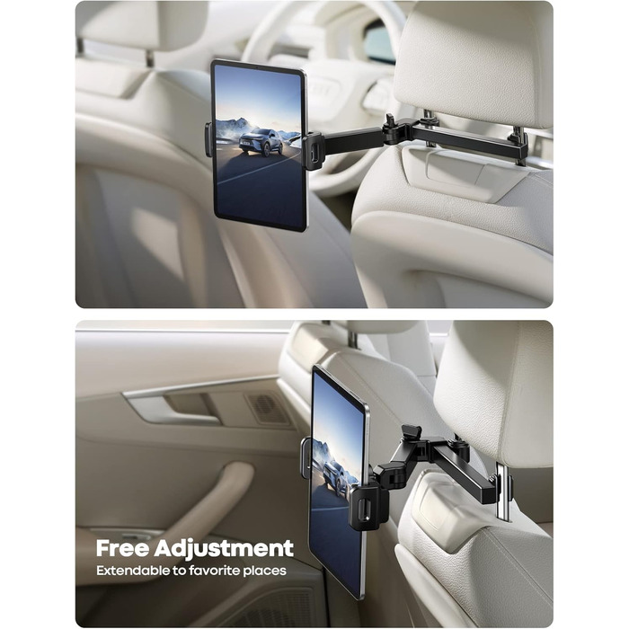 Тримач для планшету Lamicall у машину - універсальний, для iPad, Switch, Samsung Tab, смартфонів (4.7-11 дюймів), чорний