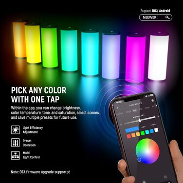 NEEWER LED відеосвітло з магнітним тримачем та штативом, RGB, 2500-8500K, 2500mAh, TL96RGB/TL97C (2 шт.)