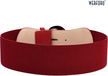 Жіночий широкий еластичний пояс WERFORU для суконь та костюмів (94-107 см, J-червоний)