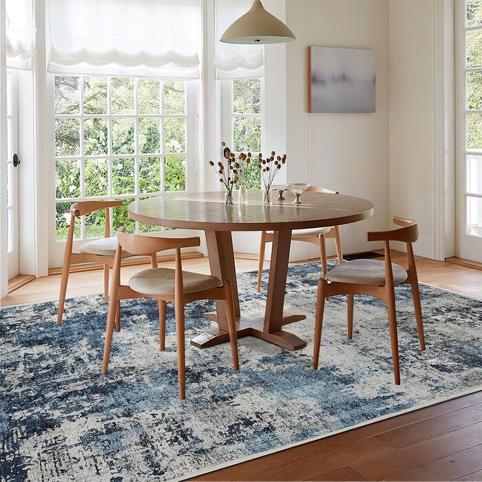 Килим для вітальні 160x230 см, блакитний, вінтажний, з коротким ворсом, абстрактний дизайн, легко миється, антиковзаючі килими для спальні