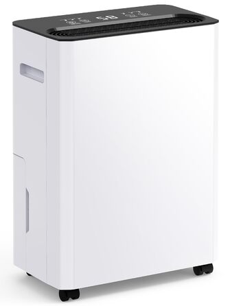 Електричний осушувач повітря з автоматичною та безперервною подачею води (шланг у комплекті), для спалень та підвалів, LED-дисплей, тихий з таймером (12л/день)