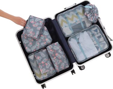Набір органайзерів для валізи BAGAIL (8 шт.) - Кубики для пакування, набір для подорожей, колір: фламінго