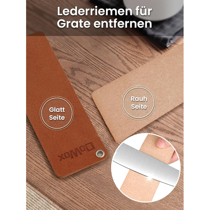 Набір точильних каменів 3-ох сторін, з бруском для заточування, 400/1000/5000 гріт, з нековзною підкладкою, кутовою наставкою та шкіряним ремінцем (діамантовий камінь блакитний)