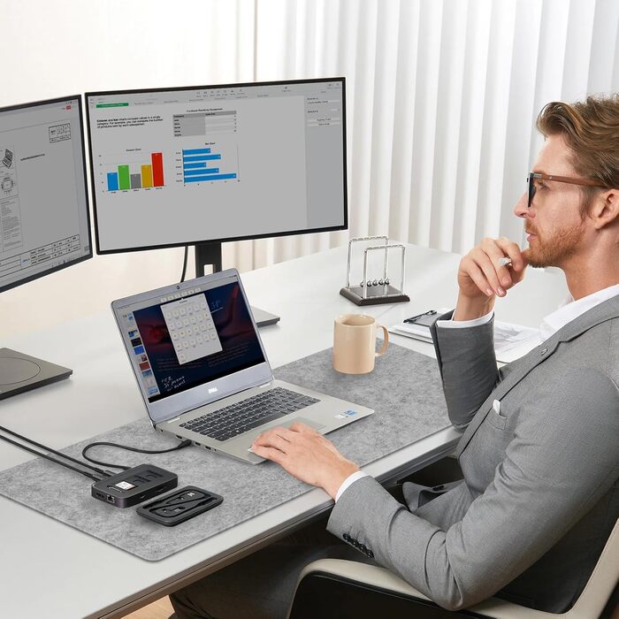 Підкладка на стіл з фетру 80x40 см сірого кольору - антиковзаюча, для офісу та дому