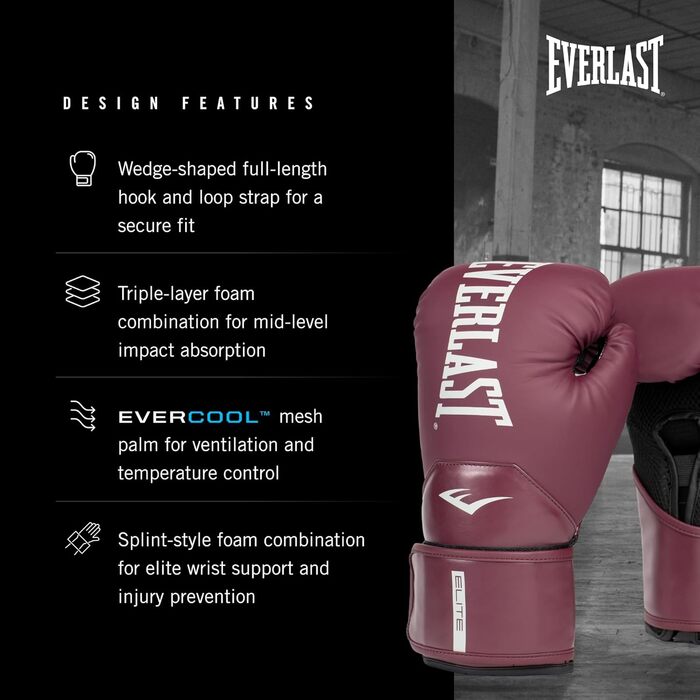 Боксерські рукавички Everlast Elite Prostyle для жінок, 12oz, фіолетовий