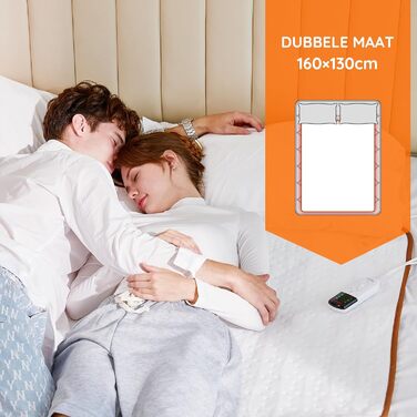 Електрична ковдра Mia&Coco з автовимкненням, 160x130 см, з таймером 12 годин, 3 режими нагріву, LED-дисплей, захист від перегріву, для стандартних матраців, машинне прання, білий колір