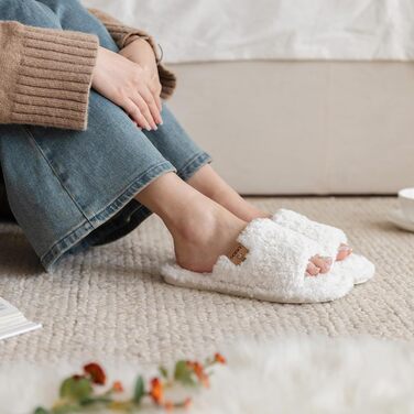 Жіночі домашні тапочки з меморі-піною - м'які відкриті тапочки на п'яті, неслизька підошва для дому/на вулицю. Супер м'які пухнасті тапочки-слайдери в подарунок для жінок та матерів
