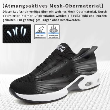 Жіночі кросівки для бігу та ходьби. Зручні, дихаючі, з амортизацією, спортивні, фітнес, для занять у залі та на вулиці. Чорно-білі, розмір 38 EU.