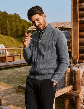 Кардиган чоловічий PJ PAUL JONES на блискавці з коміром-стійкою, в'язаний, колір темно-сірий, розмір M