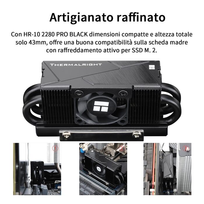 Радіатор охолодження SSD TR HR10 2280 PRO Black з тепловими трубами та вентилятором PWM