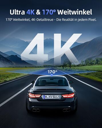 Dashcam CIEVIE C200: 4K, IPS 1.5', WiFi 5G, 64GB, 360° обертання, WDR, Нічне бачення, Паркування 24/7, G-сенсор, Loop, 170°