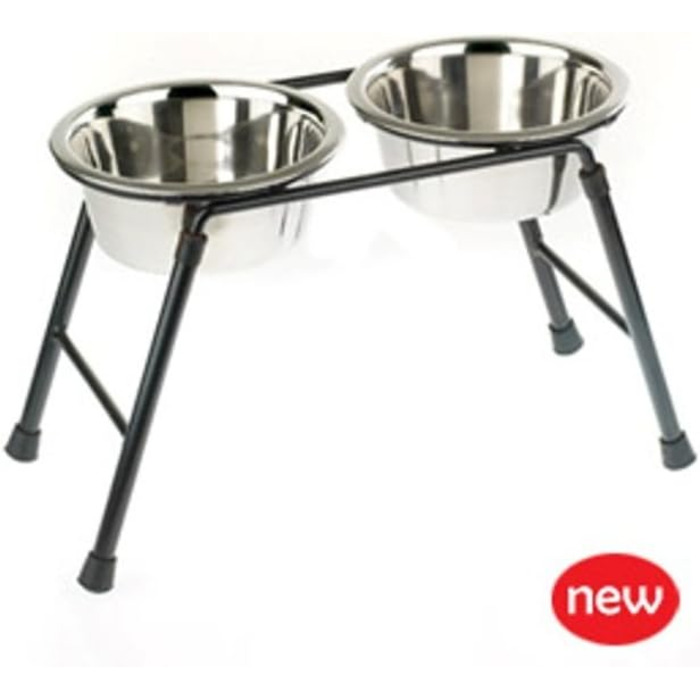 Подвійний годівниця для тварин Classic Pet Products з нержавіючої сталі, 1600 мл x 2, висота 300 мм, VIT-36757 (4000 мл)