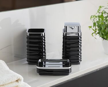 Набір для ванної кімнати HowHomely: щітка для унітазу, сміттєвий бак, дозатор мила, мильниця, чорний/сріблястий