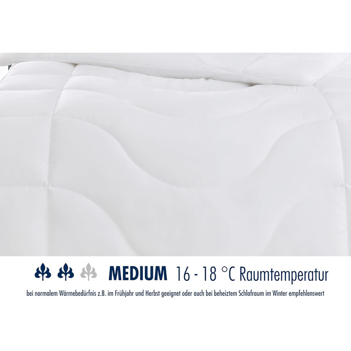 Irisette Lotte All-Season Blanket – Made in Germany - Quilted Comforter with Top Cool Fabric, washable at 95 degrees, includes storage bag, 155 x 220 cm, white, Öko-Tex Certified 155 x 220 cm Mono - All-Season Blanket