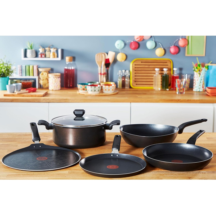 Сковорода для млинців Tefal Easy Cook & Clean, 28 см, антипригарне покриття, з індикатором нагріву (Thermo-Signal), виготовлено у Франції, чорна