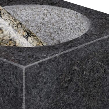 Ступка гранітна Relaxdays з товкачиком, 500 мл, для спецій та трав, полірована, темно-сіра (14,5x14,5 см)